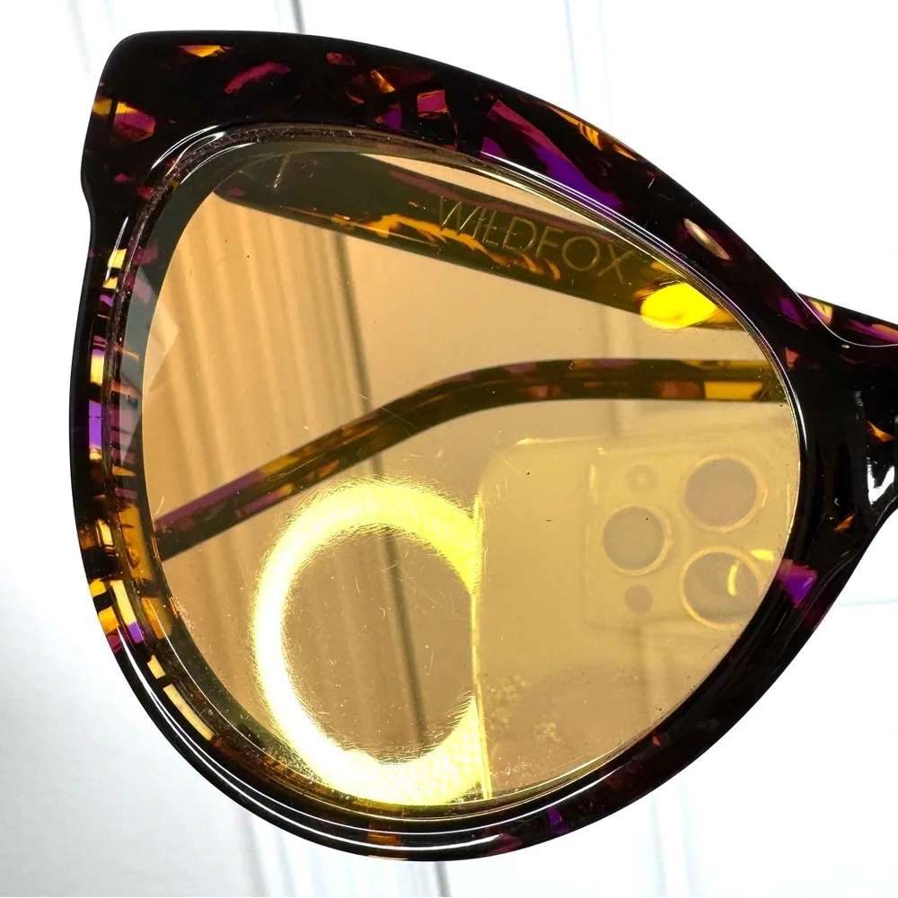 WILDFOX Grand Dame Sunglasses Tortoise Swirl Gold Mirror Lenses RARE